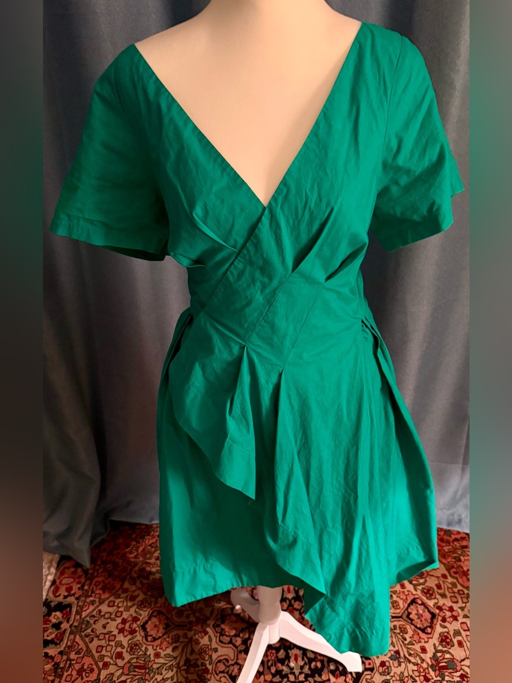 Maeve Emerald Green Asymmetrical Wrap Dress
